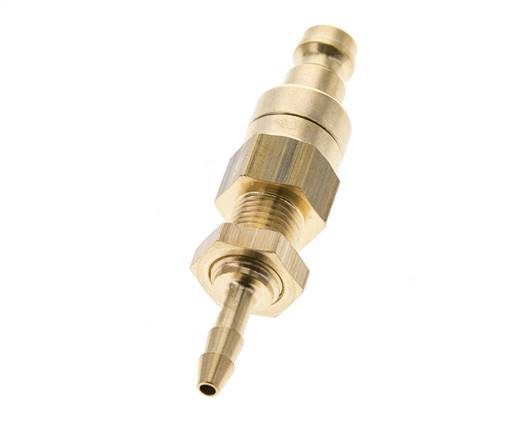 Brass DN 5 Air Coupling Plug 4 mm Hose Pillar Bulkhead Double Shut-Off