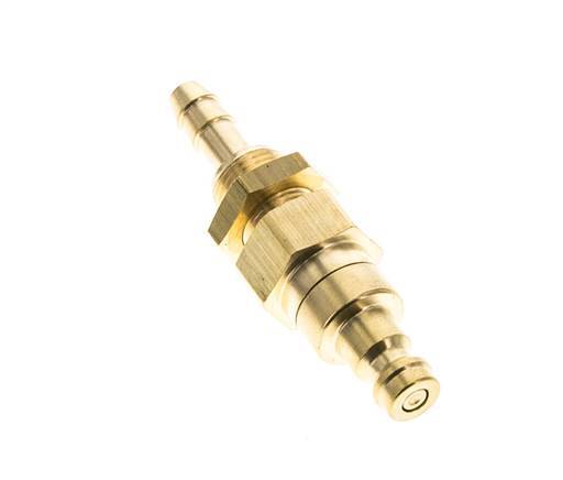 Brass DN 5 Air Coupling Plug 6 mm Hose Pillar Bulkhead Double Shut-Off