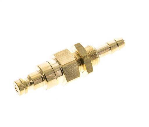 Brass DN 5 Air Coupling Plug 4 mm Hose Pillar Bulkhead Double Shut-Off
