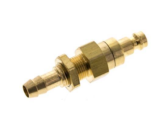 Brass DN 5 Air Coupling Plug 8 mm Hose Pillar Bulkhead Double Shut-Off