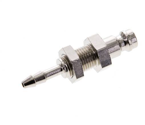 Nickel-plated Brass DN 5 Air Coupling Plug 4 mm Hose Pillar Bulkhead