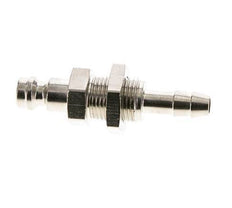 Nickel-plated Brass DN 5 Air Coupling Plug 6 mm Hose Pillar Bulkhead