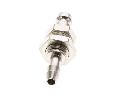 Nickel-plated Brass DN 5 Air Coupling Plug 6 mm Hose Pillar Bulkhead