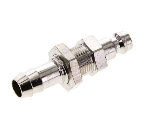 Nickel-plated Brass DN 5 Air Coupling Plug 9 mm Hose Pillar Bulkhead