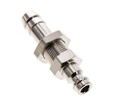 Nickel-plated Brass DN 5 Air Coupling Plug 9 mm Hose Pillar Bulkhead