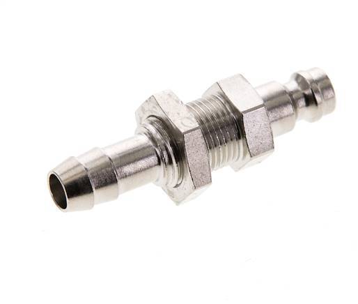 Nickel-plated Brass DN 5 Air Coupling Plug 8 mm Hose Pillar Bulkhead