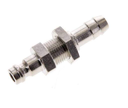 Nickel-plated Brass DN 5 Air Coupling Plug 8 mm Hose Pillar Bulkhead