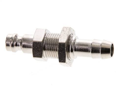 Nickel-plated Brass DN 5 Air Coupling Plug 8 mm Hose Pillar Bulkhead