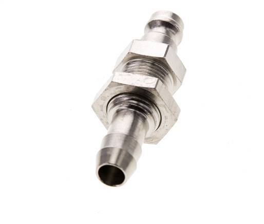Nickel-plated Brass DN 5 Air Coupling Plug 8 mm Hose Pillar Bulkhead