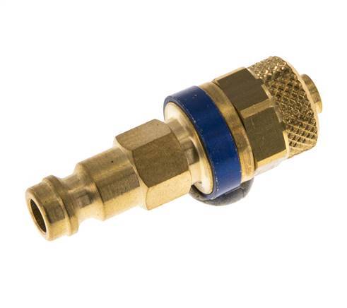 Brass DN 5 Blue Air Coupling Plug 6x8 mm Union Nut