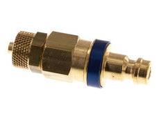 Brass DN 5 Blue Air Coupling Plug 4x6 mm Union Nut Double Shut-Off