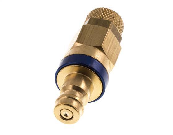 Brass DN 5 Blue Air Coupling Plug 4x6 mm Union Nut Double Shut-Off