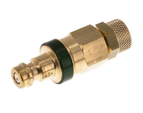 Brass DN 5 Green Air Coupling Plug 4x6 mm Union Nut Double Shut-Off