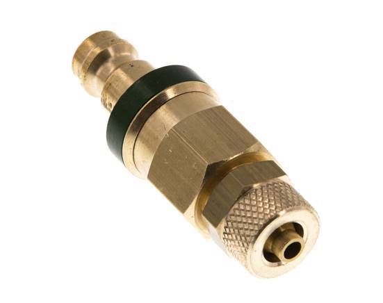 Brass DN 5 Green Air Coupling Plug 4x6 mm Union Nut Double Shut-Off