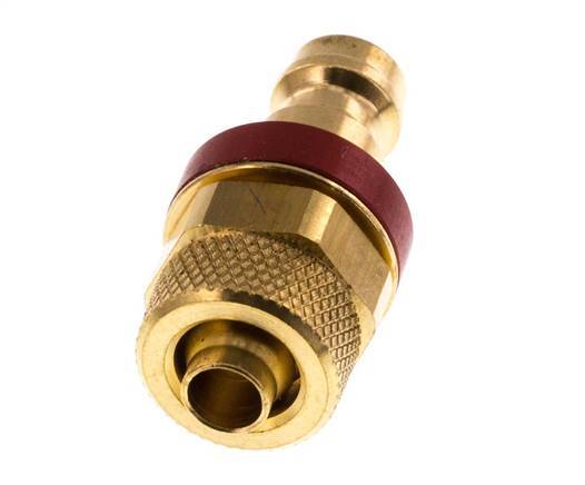 Brass DN 5 Red Air Coupling Plug 6x8 mm Union Nut