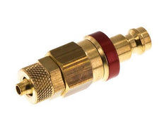 Brass DN 5 Red Air Coupling Plug 4x6 mm Union Nut Double Shut-Off