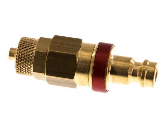 Brass DN 5 Red Air Coupling Plug 4x6 mm Union Nut Double Shut-Off