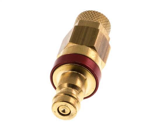 Brass DN 5 Red Air Coupling Plug 4x6 mm Union Nut Double Shut-Off