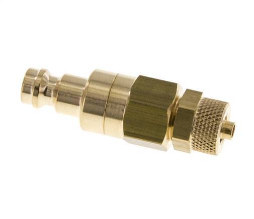 Brass DN 5 Air Coupling Plug 4x6 mm Union Nut Double Shut-Off