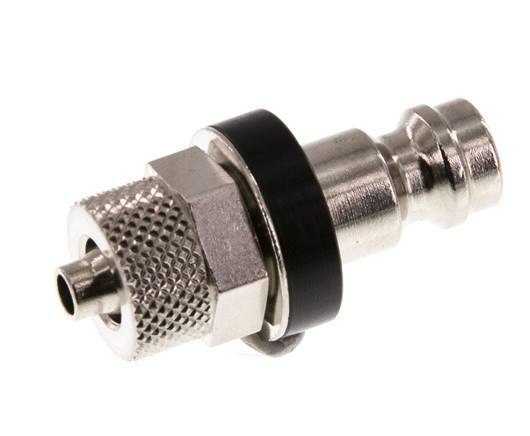 Nickel-plated Brass DN 5 Black Air Coupling Plug 4x6 mm Union Nut