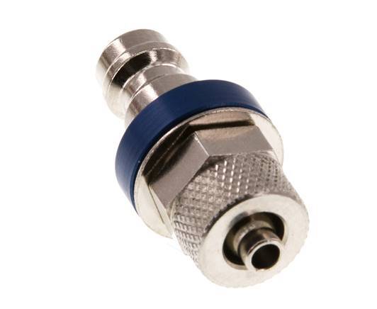 Nickel-plated Brass DN 5 Blue Air Coupling Plug 4x6 mm Union Nut