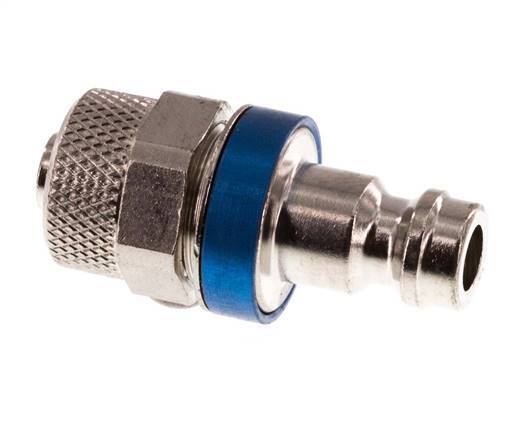 Nickel-plated Brass DN 5 Blue Air Coupling Plug 6x8 mm Union Nut