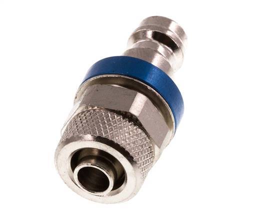 Nickel-plated Brass DN 5 Blue Air Coupling Plug 6x8 mm Union Nut