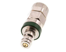 Nickel-plated Brass DN 5 Green Air Coupling Plug 6x8 mm Union Nut Double Shut-Off