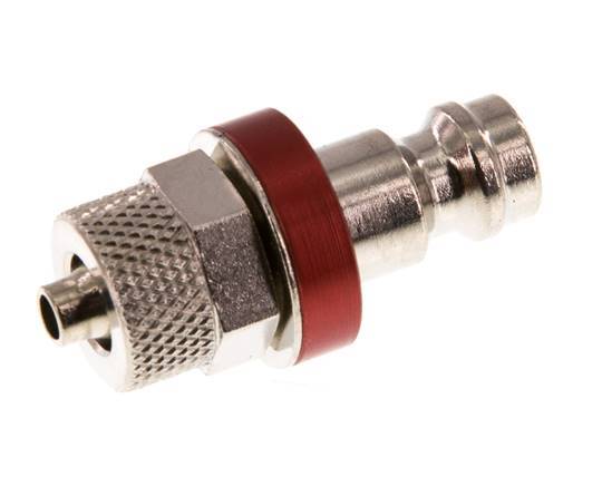 Nickel-plated Brass DN 5 Red Air Coupling Plug 4x6 mm Union Nut