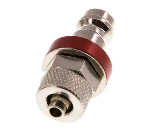 Nickel-plated Brass DN 5 Red Air Coupling Plug 4x6 mm Union Nut