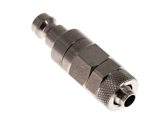 Nickel-plated Brass DN 5 Air Coupling Plug 6x8 mm Union Nut Double Shut-Off