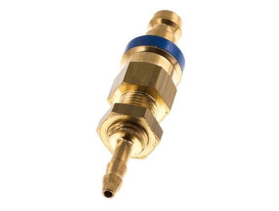 Brass DN 5 Blue Air Coupling Plug 4x6 mm Union Nut Bulkhead Double Shut-Off