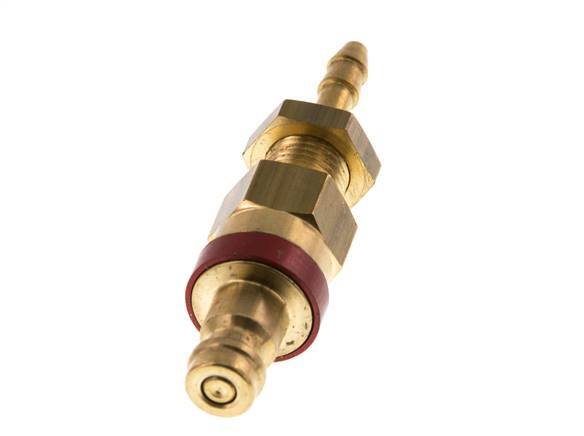 Brass DN 5 Red Air Coupling Plug 4x6 mm Union Nut Bulkhead Double Shut-Off