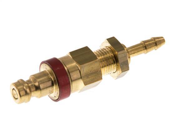 Brass DN 5 Red Air Coupling Plug 4x6 mm Union Nut Bulkhead Double Shut-Off