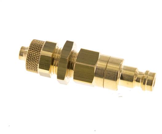 Brass DN 5 Air Coupling Plug 6x8 mm Union Nut Bulkhead Double Shut-Off