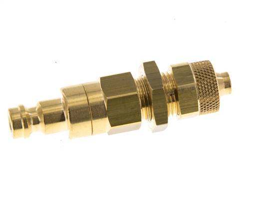 Brass DN 5 Air Coupling Plug 6x8 mm Union Nut Bulkhead Double Shut-Off