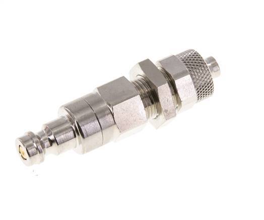 Nickel-plated Brass DN 5 Air Coupling Plug 6x8 mm Union Nut Bulkhead Double Shut-Off