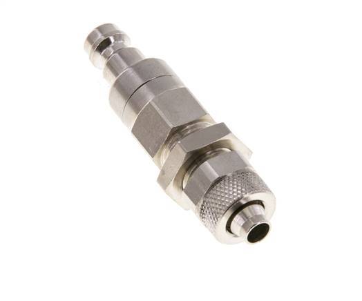 Nickel-plated Brass DN 5 Air Coupling Plug 6x8 mm Union Nut Bulkhead Double Shut-Off