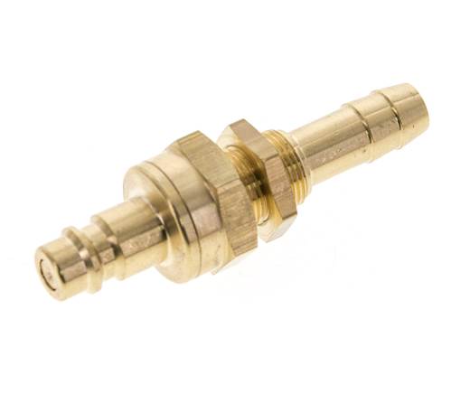 Brass DN 7.2 (Euro) Air Coupling Plug 10 mm Hose Pillar Bulkhead Double Shut-Off