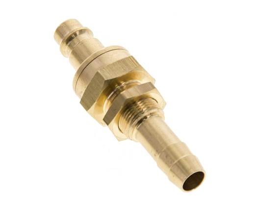 Brass DN 7.2 (Euro) Air Coupling Plug 10 mm Hose Pillar Bulkhead Double Shut-Off