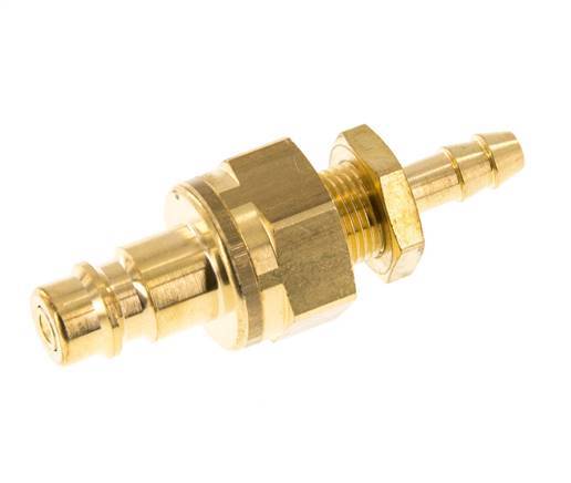 Brass DN 7.2 (Euro) Air Coupling Plug 6 mm Hose Pillar Bulkhead Double Shut-Off