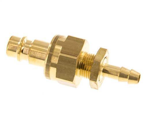 Brass DN 7.2 (Euro) Air Coupling Plug 6 mm Hose Pillar Bulkhead Double Shut-Off