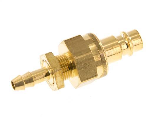 Brass DN 7.2 (Euro) Air Coupling Plug 6 mm Hose Pillar Bulkhead Double Shut-Off