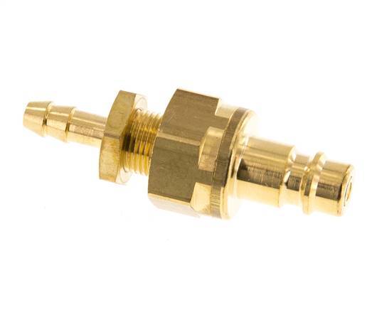Brass DN 7.2 (Euro) Air Coupling Plug 6 mm Hose Pillar Bulkhead Double Shut-Off