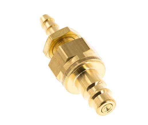 Brass DN 7.2 (Euro) Air Coupling Plug 6 mm Hose Pillar Bulkhead Double Shut-Off