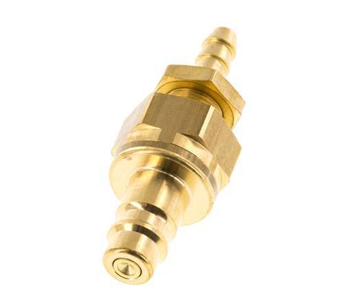 Brass DN 7.2 (Euro) Air Coupling Plug 6 mm Hose Pillar Bulkhead Double Shut-Off