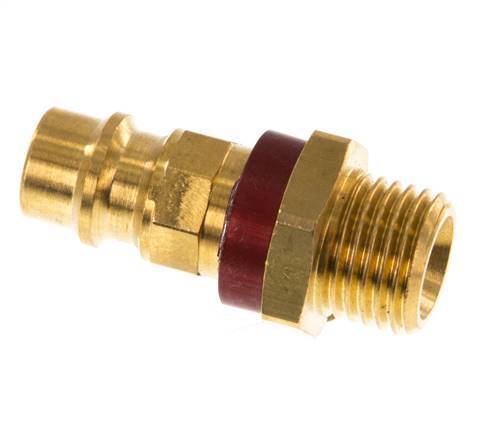 Brass DN 7.2 (Euro) Red-Coded Air Coupling Plug G 1/4 inch Male