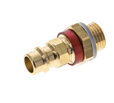 Brass DN 7.2 (Euro) Red-Coded Air Coupling Plug G 1/4 inch Male