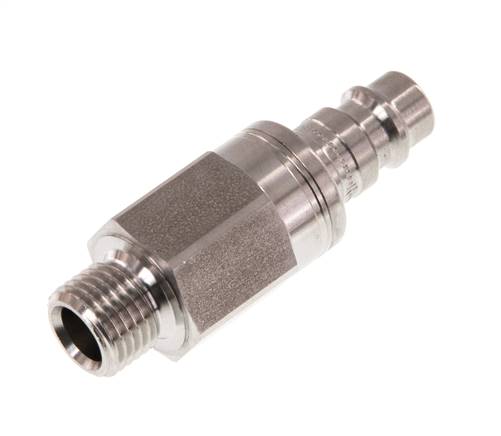 Stainless Steel 316L DN 7.2 (Euro) Air Coupling Plug G 1/4 inch Male Double Shut-Off