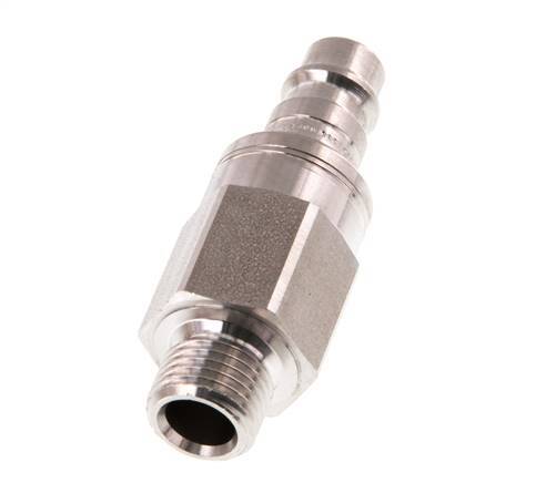 Stainless Steel 316L DN 7.2 (Euro) Air Coupling Plug G 1/4 inch Male Double Shut-Off